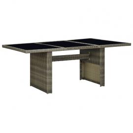 Spisebord til havehærdet glas 200x100x74 cm brun kunstrattan , hemmetshjarta.dk