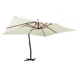 Frithængende parasol med træstang 400x300 cm sandhvid , hemmetshjarta.dk