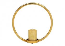 Lysestage Cirkel Metal Guld (B/H/D) 32x32x10cm , hemmetshjarta.dk