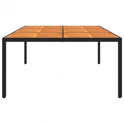 Spisebord til have 200x150x75 cm akacietr og kunstrattan sort , hemmetshjarta.dk