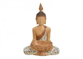 Dekoration Buddha beige siddende polyresin (B/H/D) 46x35x48 cm , hemmetshjarta.dk