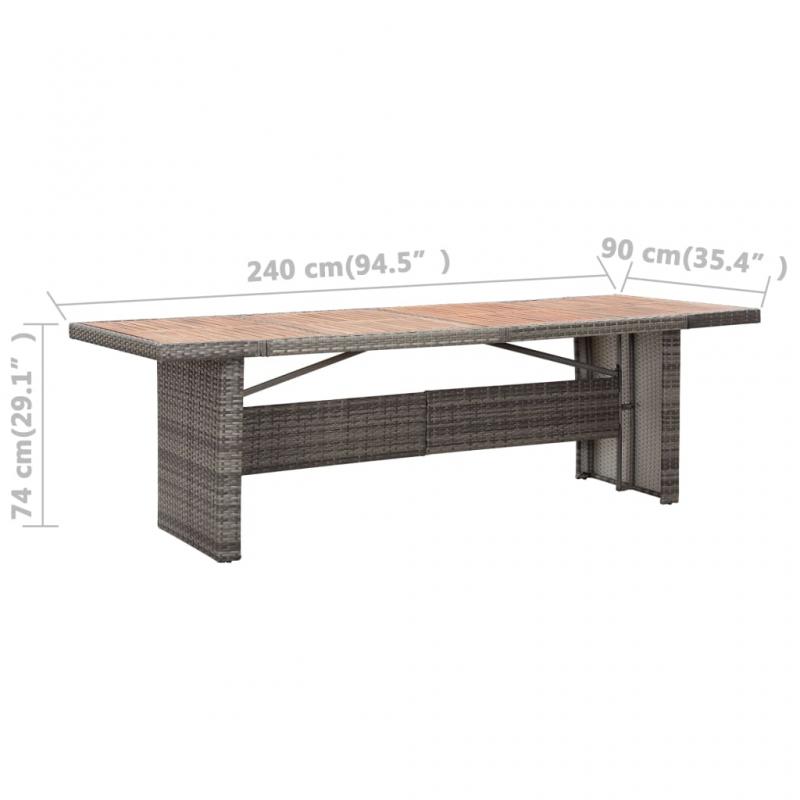 Spisebord til have 240x90x74 cm kunstrattan og massivt akacietr , hemmetshjarta.dk