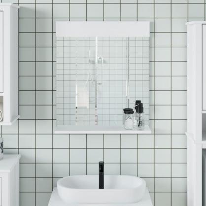 Badevrelsesspejl med hylde hvid 60x12x70 cm massivt tr , hemmetshjarta.dk