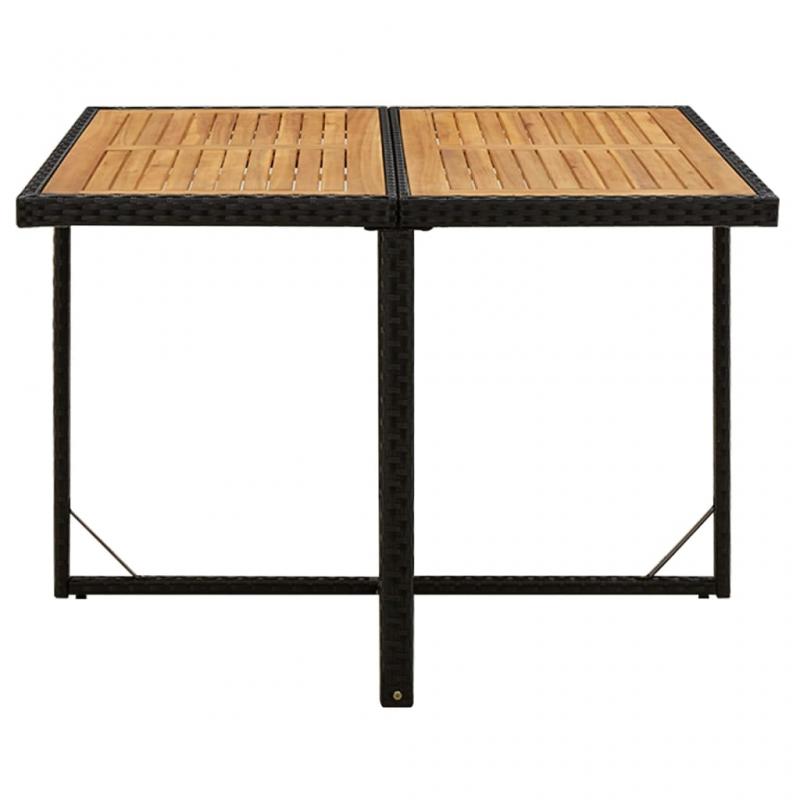 Spisebord til have 109x107x74 cm sort kunstrattan & massiv akacie , hemmetshjarta.dk