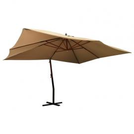 Frithængende parasol med træstang 400x300 cm taupe , hemmetshjarta.dk
