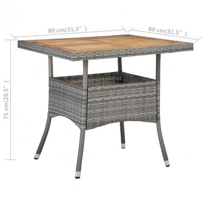 Spisebord til have 80x80x75 cm gr kunstrattan og massiv akacie , hemmetshjarta.dk