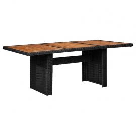 Spisebord til have 200x100x74 cm sort kunstrattan , hemmetshjarta.dk
