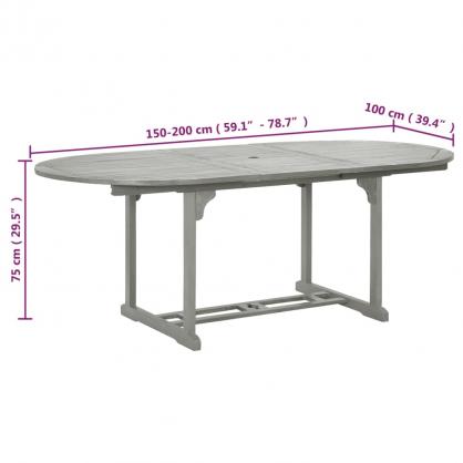 Spisebord til haven udtrkbart (150-200)x100x75 cm grt massivt akacietr , hemmetshjarta.dk