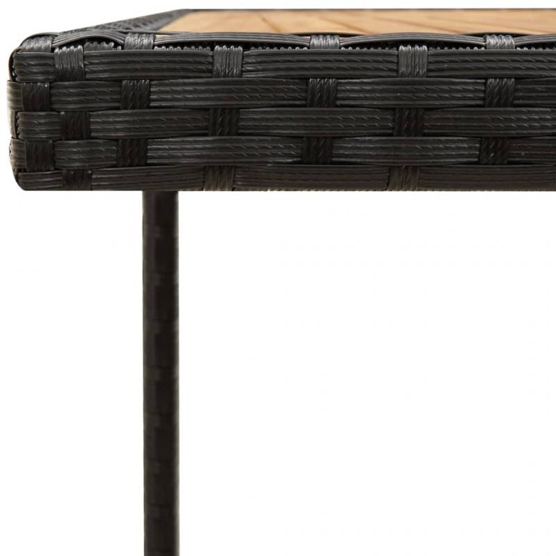 Spisebord til have 109x107x74 cm sort kunstrattan & massiv akacie , hemmetshjarta.dk