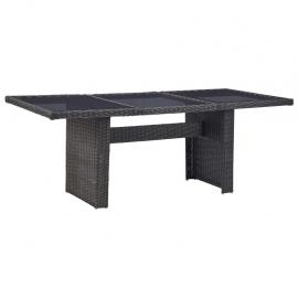 Spisebord til have med glasplade 200x100x74 cm sort kunstrattan , hemmetshjarta.dk