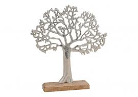 Dekorativt træ på base af mangotræ, sølv (B/H/D) 30x33x5 cm , hemmetshjarta.dk