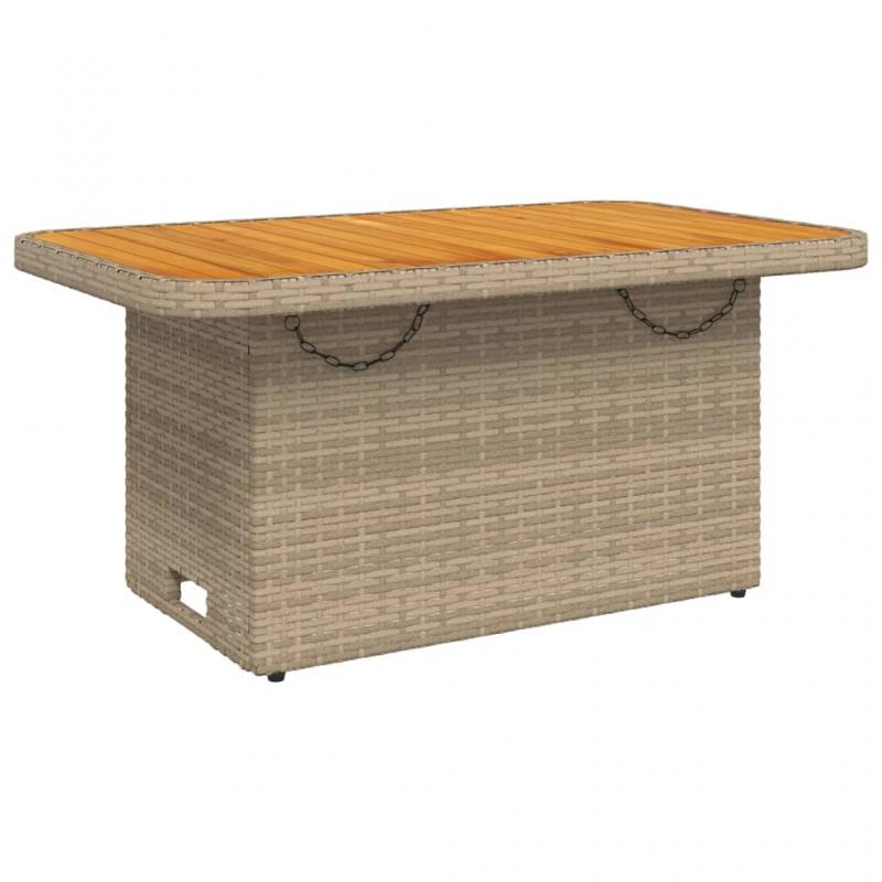 Spisebord til have 90x55x71 cm beige kunstrattan og akacietr , hemmetshjarta.dk