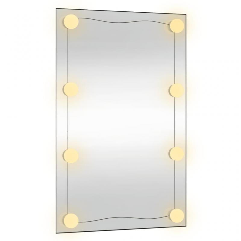 Vgspejl med LED-belysning rektangulrt 50x80 cm glas , hemmetshjarta.dk