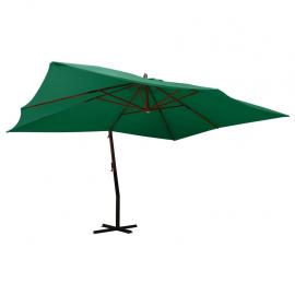 Frithængende parasol med træstang 400x300 cm grøn , hemmetshjarta.dk