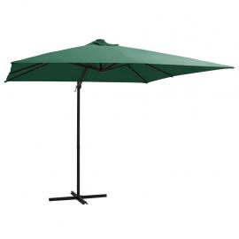Frithængende parasol med stang og LED grøn 250x250 cm , hemmetshjarta.dk