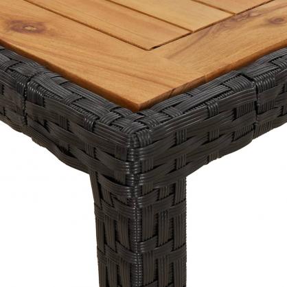 Spisebord til have 190x90x75 cm kunstrattan og akacietr sort , hemmetshjarta.dk