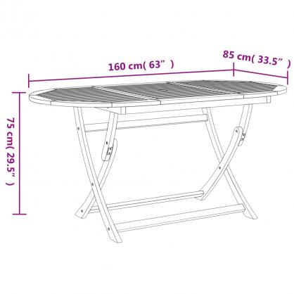 Sammenklappeligt spisebord til have 160x85x75 cm massivt akacietr , hemmetshjarta.dk