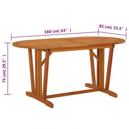 Spisebord til have 160x85x75 cm massivt eukalyptustr , hemmetshjarta.dk