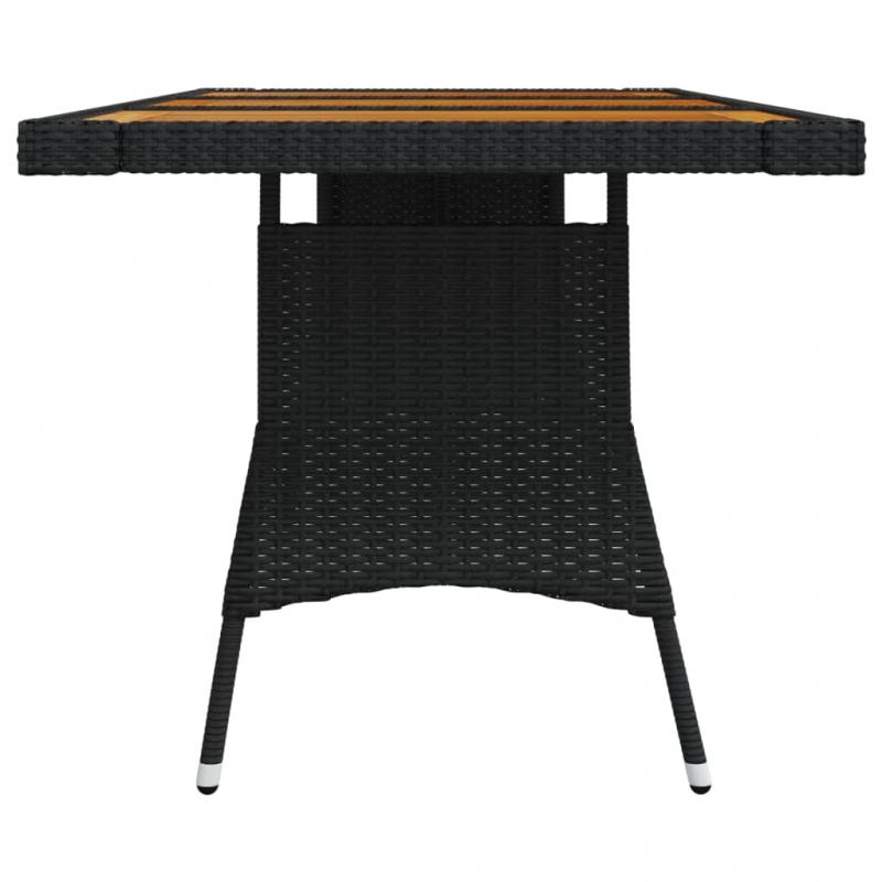 Spisebord til have 160x70x72 cm sort kunstrattan massiv akacie , hemmetshjarta.dk