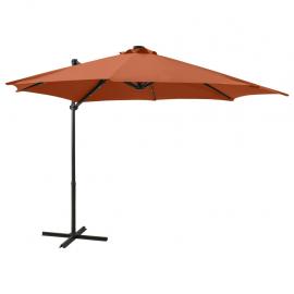 Frithængende parasol med stang og LED terracotta 300 cm , hemmetshjarta.dk
