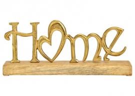 Dekorative bogstaver HOME mangotræ metal Guld (B/H/D) 29x12x5cm , hemmetshjarta.dk