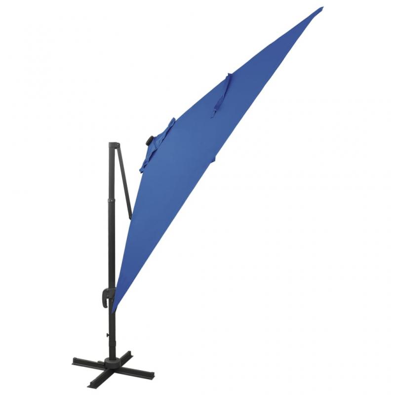 Frithngende parasol med stang og LED azurbl 300 cm , hemmetshjarta.dk