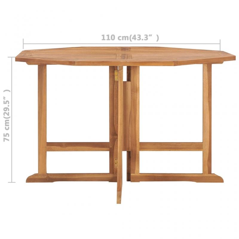 Sammenklappeligt spisebord til have 110x110x75 cm massiv teak , hemmetshjarta.dk