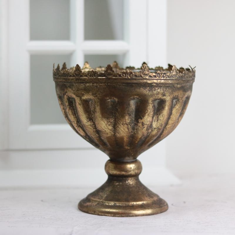A Lot Dekoration - Skjuler Krukke Urtepotte Pokal Antik 19 cm Gyldenbrun , hemmetshjarta.dk