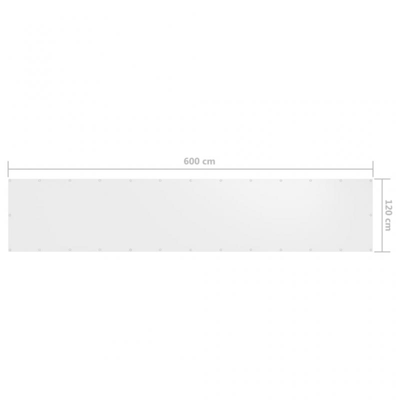 Balkonskrm hvid 120x600 cm oxford stof , hemmetshjarta.dk
