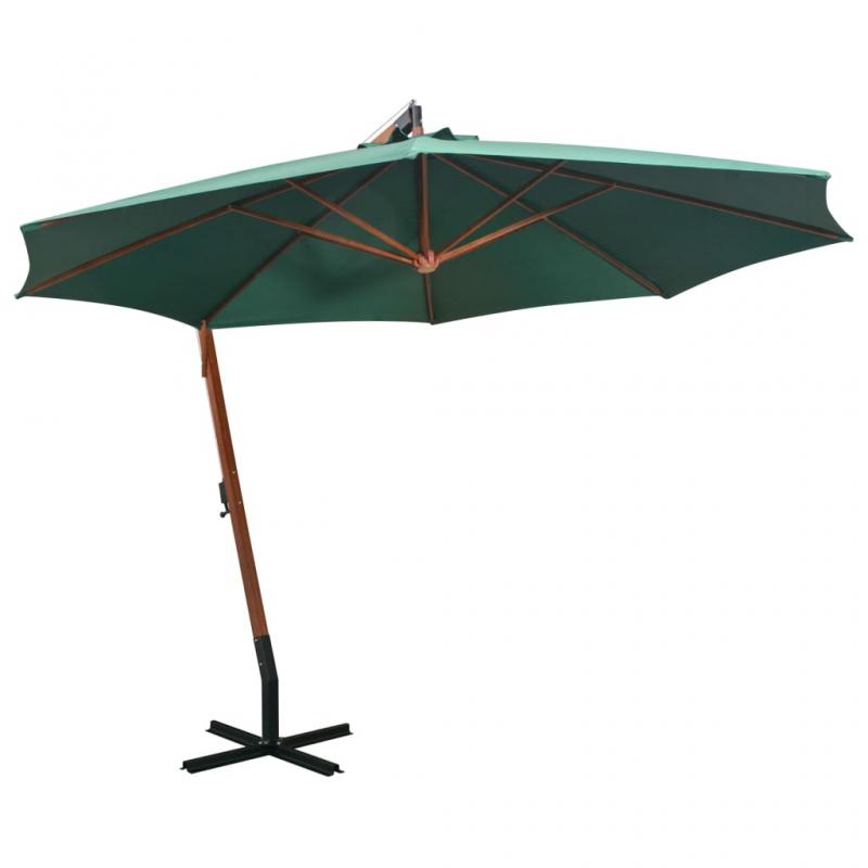 Frithngende parasol med trstang 350 cm grn , hemmetshjarta.dk