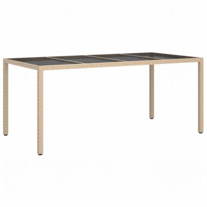 Spisebord til havehrdet glas 190x90x75 cm beige og kunstrattan , hemmetshjarta.dk