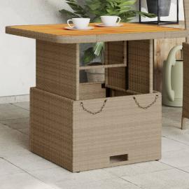 Spisebord til have 80x80x71 cm beige kunstrattan og akacietræ , hemmetshjarta.dk