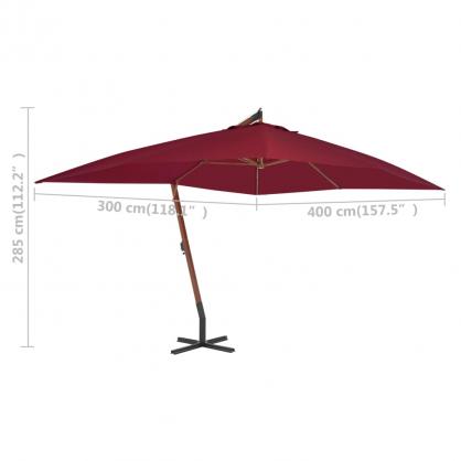 Frithngende parasol med trstang 400x300 cm bordeaux , hemmetshjarta.dk