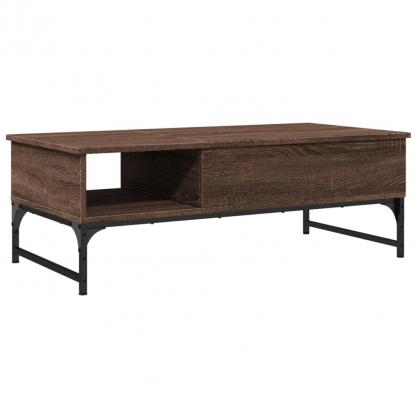 Sofabord 100x50x35 cm lftbart brunt egetr og metal , hemmetshjarta.dk