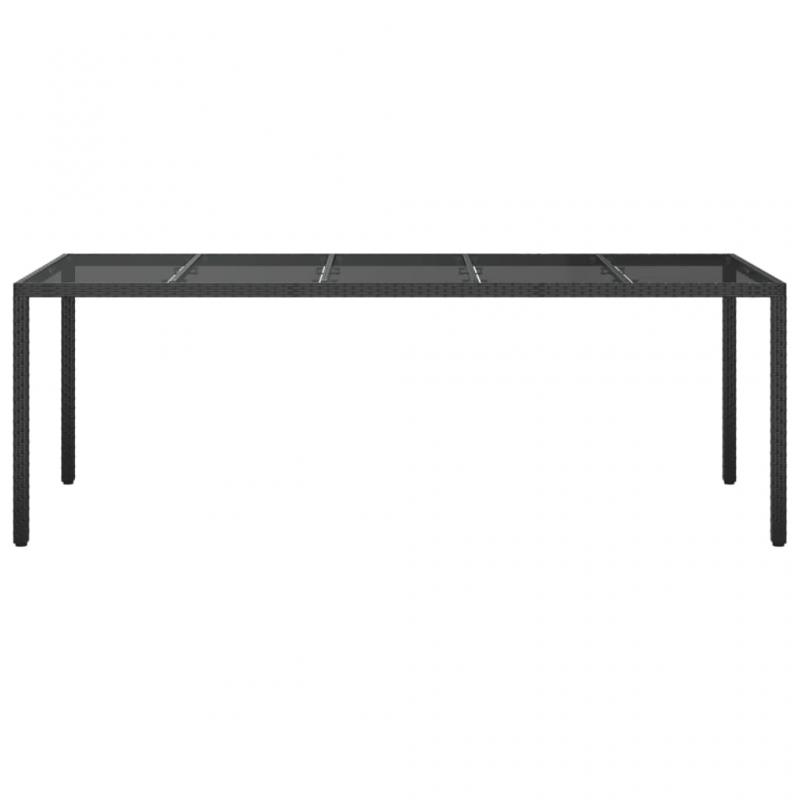 Spisebord til havehrdet glas 250x100x75 cm sort og kunstrattan , hemmetshjarta.dk