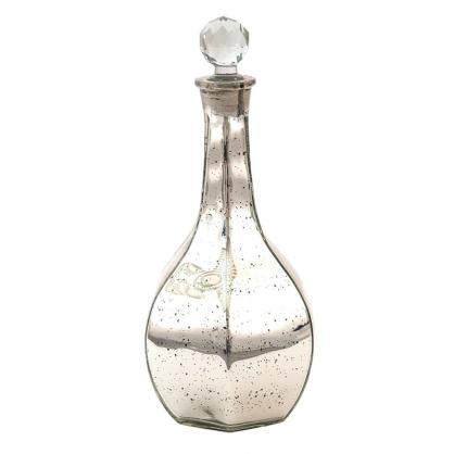 Dekorativ flaske med glashtte  13x H 26 cm Fattigmandsslv , hemmetshjarta.dk