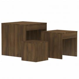Sæt med 3 borde borde i brunt egetræ , hemmetshjarta.dk