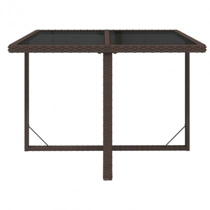 Spisebord til have 109x107x74 cm brun kunstrattan og glas , hemmetshjarta.dk