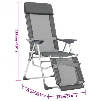 Campingstole foldbare 2 stk med fodsttte tekstil gr , hemmetshjarta.dk