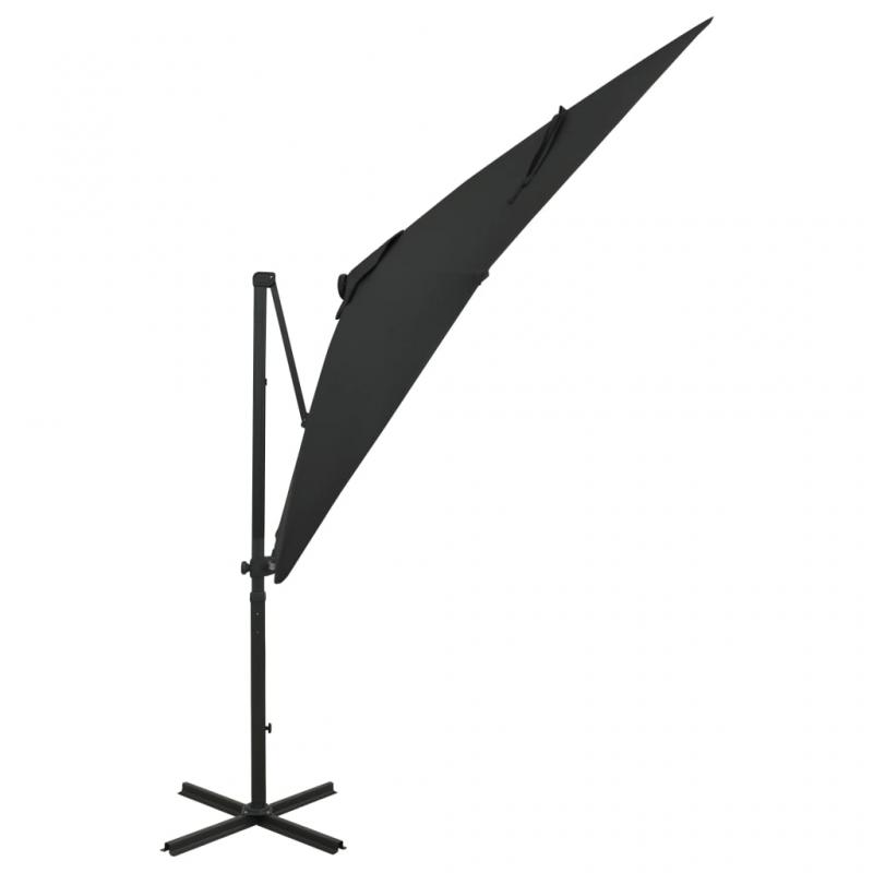 Frithngende parasol med stang og LED sort 250 cm , hemmetshjarta.dk