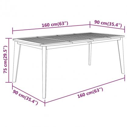 Spisebord til have 160x90x75 cm massivt akacietr , hemmetshjarta.dk