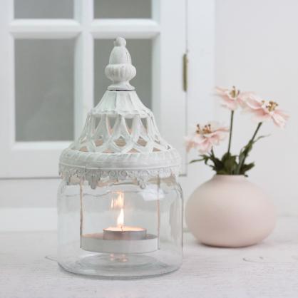 A Lot decoration Lanterne/vase med lg 21 cm - antik hvid , hemmetshjarta.dk