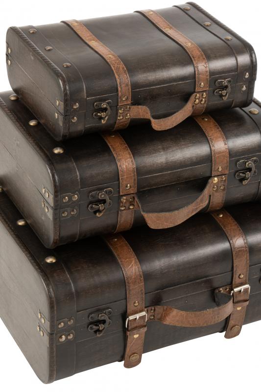 Dekorative kufferter Afrundet trbrun 3-pack 45x35,5x19,5 , hemmetshjarta.dk