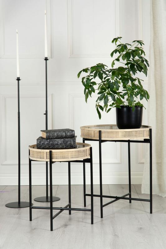 A Lot Dekoration - Sidebord Bakkebord Sammenklappeligt Metal Bambus 2-pak , hemmetshjarta.dk