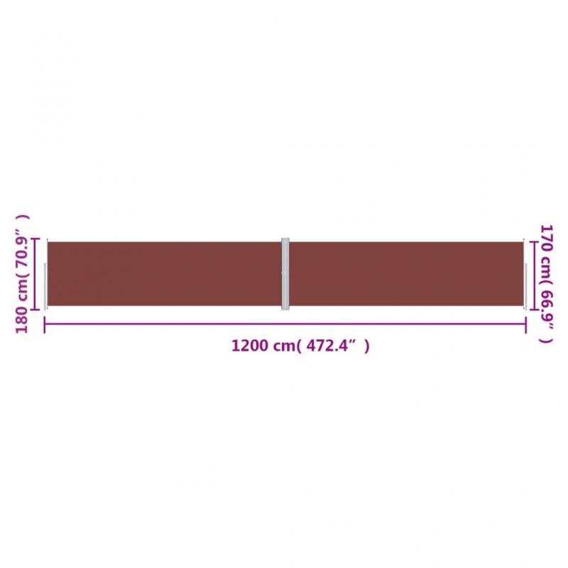 Udtrkkeligt sidemarkise til terrasse brun 180x1200 cm dobbelt , hemmetshjarta.dk