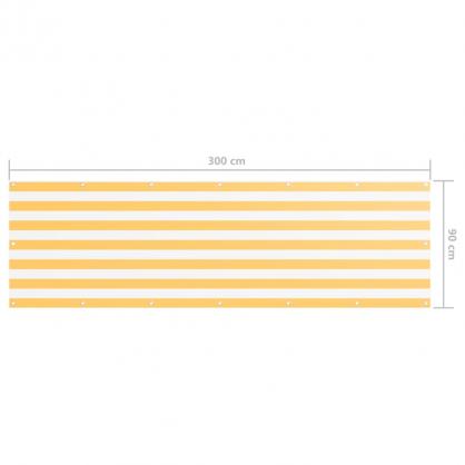 Balkonskrm hvid og gul 90x300 cm oxford stof , hemmetshjarta.dk