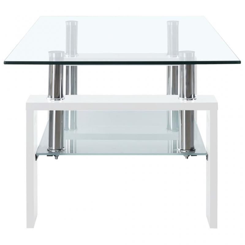 Sofabord 95x55x40 cm hvidt og gennemsigtigt hrdet glas , hemmetshjarta.dk