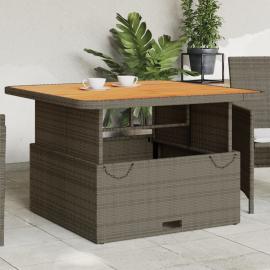 Spisebord til have 110x110x71 cm grå kunstrattan og akacietræ , hemmetshjarta.dk