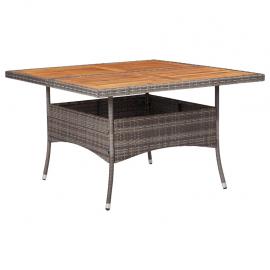 Spisebord til have 120x120x75 cm grå kunstrattan og massiv akacie , hemmetshjarta.dk