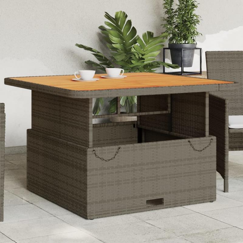 Spisebord til have 110x110x71 cm gr kunstrattan og akacietr , hemmetshjarta.dk